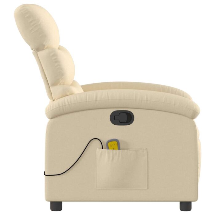 Fauteuil inclinable de massage crème tissu – Image 3