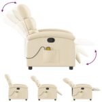 Fauteuil inclinable de massage crème tissu – Image 5