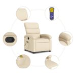 Fauteuil inclinable de massage crème tissu – Image 6