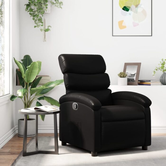 Fauteuil inclinable noir similicuir – Image 1