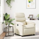 Fauteuil inclinable en similicuir crème