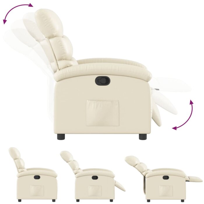 Fauteuil inclinable en similicuir crème – Image 4