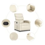 Fauteuil inclinable en similicuir crème – Image 5