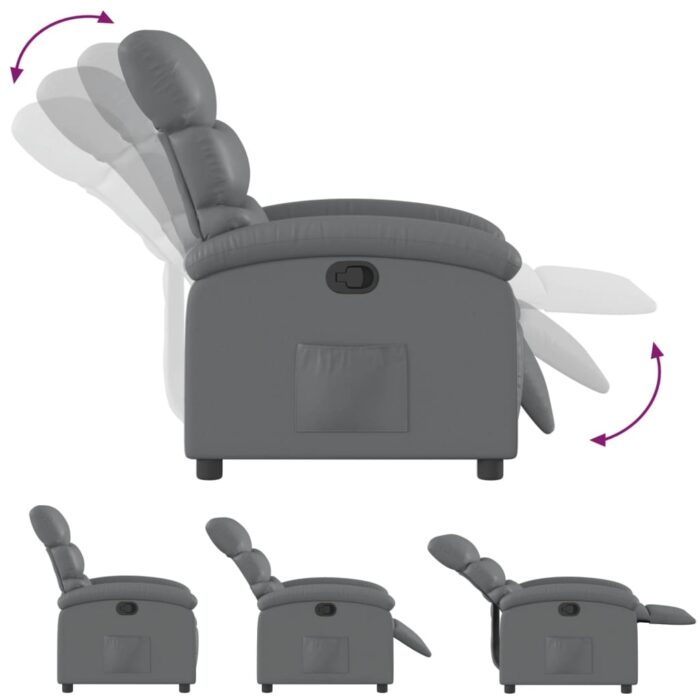 Fauteuil inclinable gris similicuir – Image 4