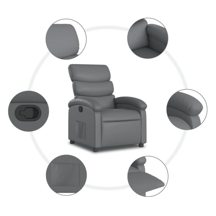 Fauteuil inclinable gris similicuir – Image 5