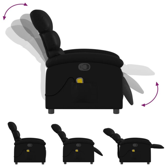 Fauteuil de massage inclinable noir similicuir – Image 5