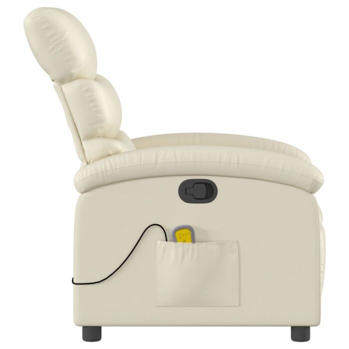 Fauteuil de massage inclinable crème similicuir – Image 3