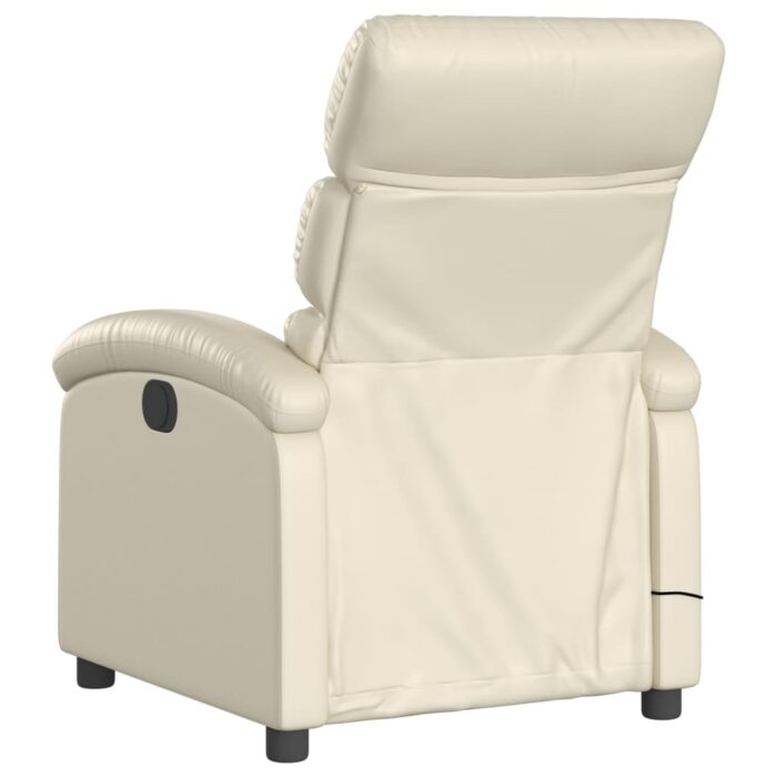 Fauteuil de massage inclinable crème similicuir – Image 4