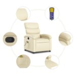 Fauteuil de massage inclinable crème similicuir – Image 6