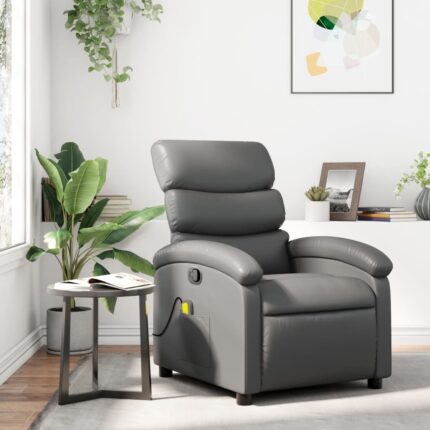 Fauteuil de massage inclinable gris similicuir