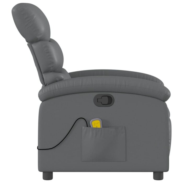 Fauteuil de massage inclinable gris similicuir – Image 3