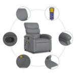 Fauteuil de massage inclinable gris similicuir – Image 6