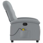 Fauteuil inclinable de massage gris clair tissu – Image 3