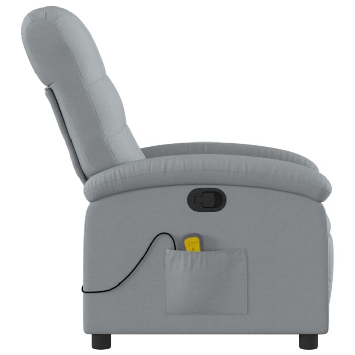 Fauteuil inclinable de massage gris clair tissu – Image 3