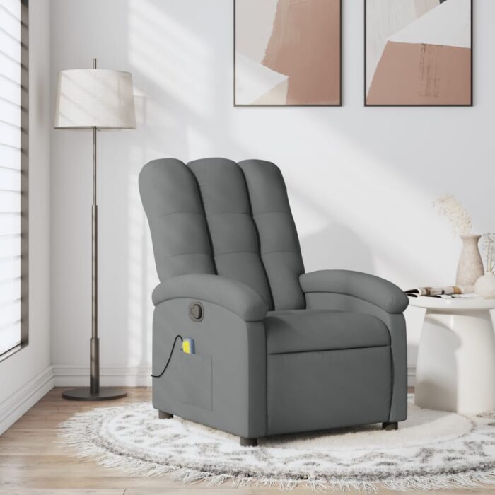 Fauteuil inclinable de massage gris foncé tissu – Image 1