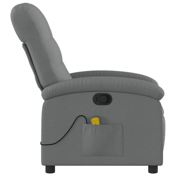 Fauteuil inclinable de massage gris foncé tissu – Image 3