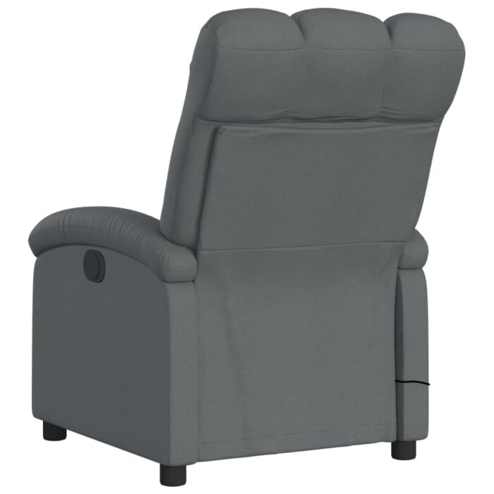 Fauteuil inclinable de massage gris foncé tissu – Image 4