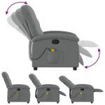 Fauteuil inclinable de massage gris foncé tissu – Image 5