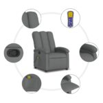 Fauteuil inclinable de massage gris foncé tissu – Image 6