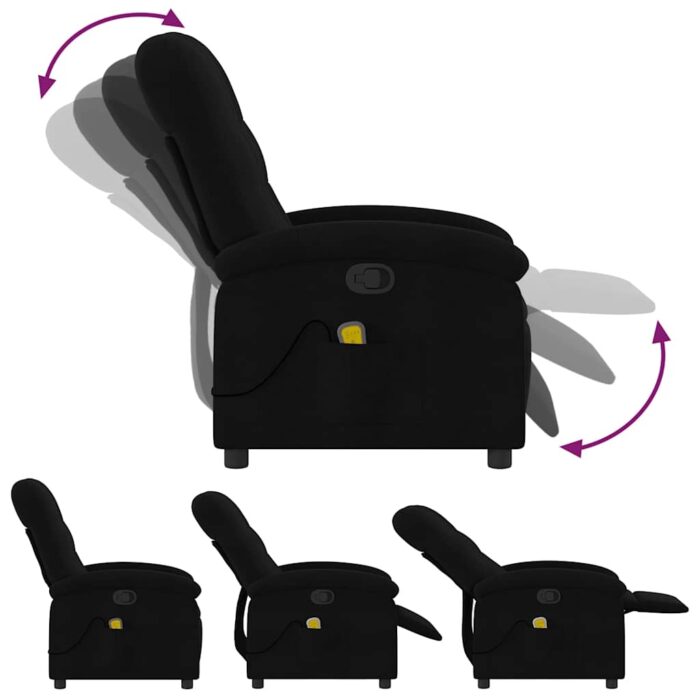 Fauteuil inclinable de massage noir tissu – Image 5