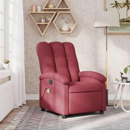 Fauteuil de massage inclinable rouge bordeaux tissu