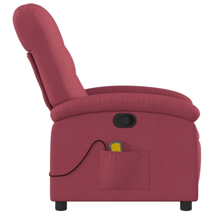Fauteuil de massage inclinable rouge bordeaux tissu – Image 3
