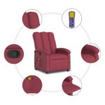 Fauteuil de massage inclinable rouge bordeaux tissu – Image 6