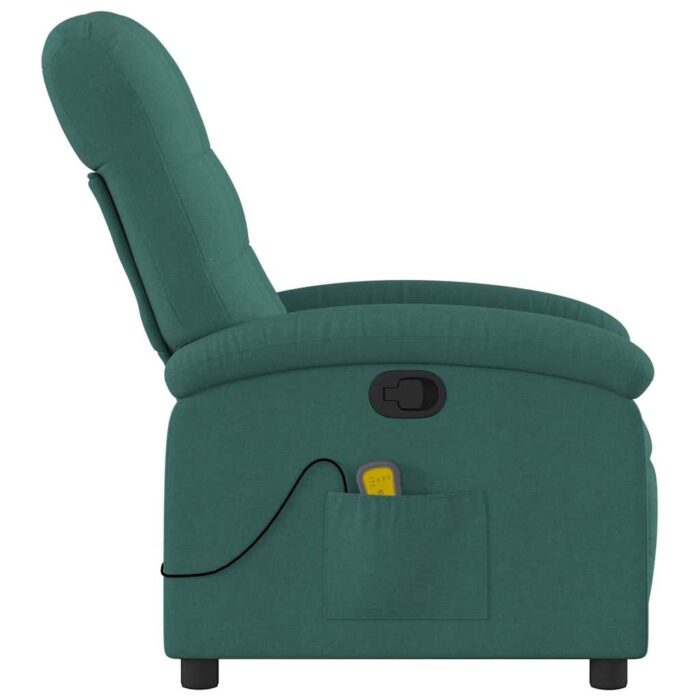 Fauteuil inclinable de massage vert foncé tissu – Image 3