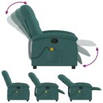 Fauteuil inclinable de massage vert foncé tissu – Image 5