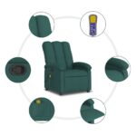 Fauteuil inclinable de massage vert foncé tissu – Image 6