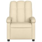 Fauteuil inclinable de massage crème tissu – Image 2