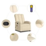 Fauteuil inclinable de massage crème tissu – Image 6