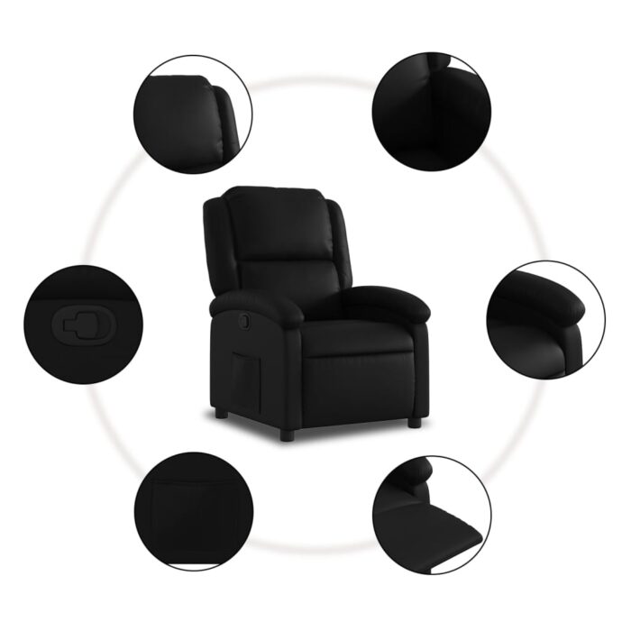 Fauteuil inclinable noir similicuir – Image 3