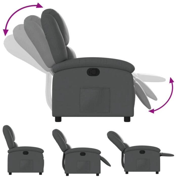 Fauteuil inclinable gris similicuir – Image 2