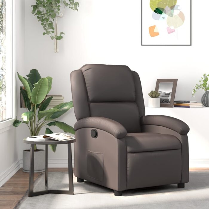 3205921_1.jpg Fauteuil inclinable marron foncé cuir véritable – Image 1
