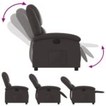 Fauteuil inclinable marron foncé cuir véritable – Image 2