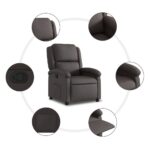 Fauteuil inclinable marron foncé cuir véritable – Image 3