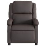 Fauteuil inclinable marron foncé cuir véritable – Image 4