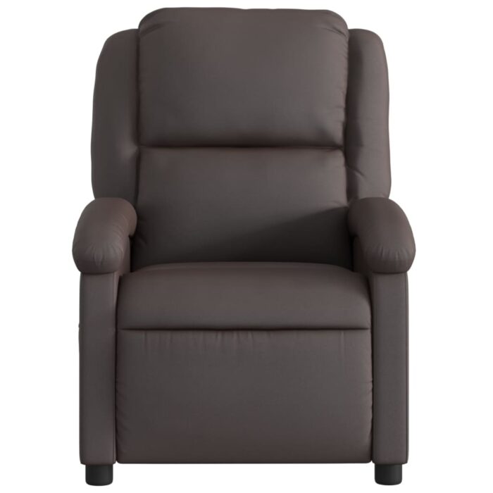 Fauteuil inclinable marron foncé cuir véritable – Image 4