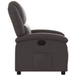 Fauteuil inclinable marron foncé cuir véritable – Image 5