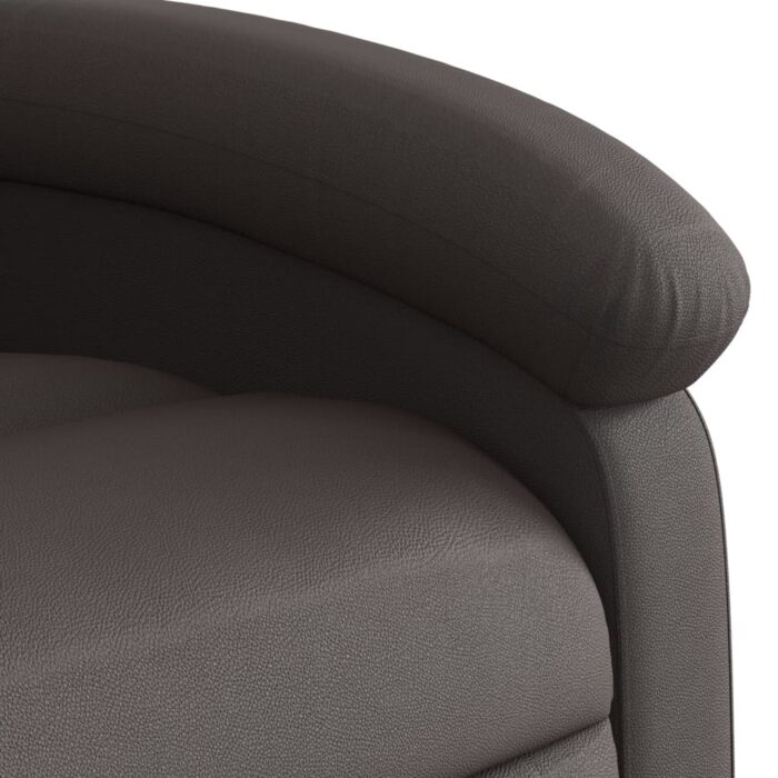 Fauteuil inclinable marron foncé cuir véritable – Image 6