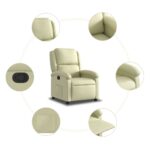 Fauteuil inclinable crème cuir véritable – Image 3