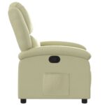 Fauteuil inclinable crème cuir véritable – Image 5
