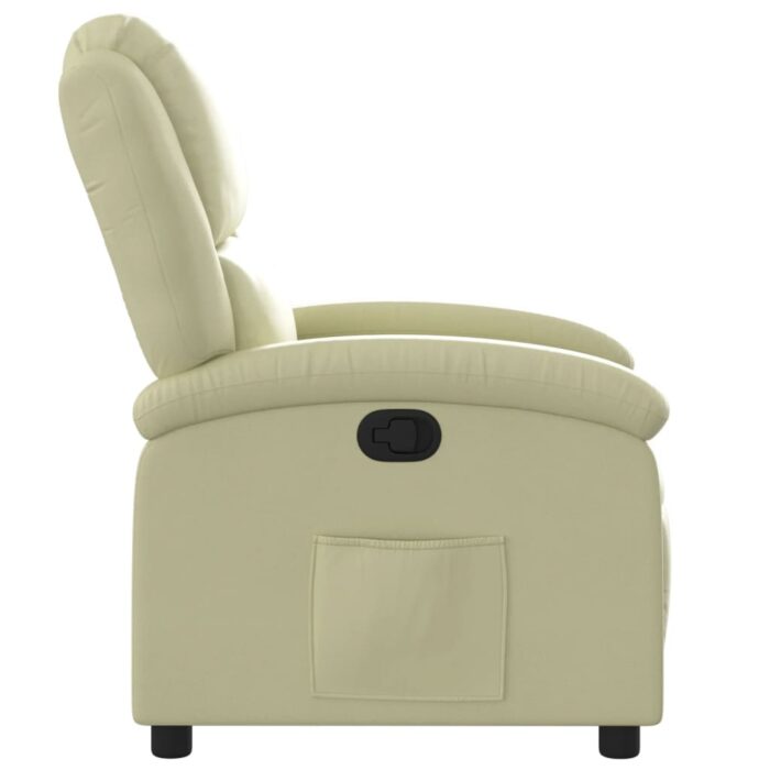 Fauteuil inclinable crème cuir véritable – Image 5