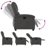 Fauteuil inclinable gris cuir véritable – Image 2