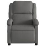 Fauteuil inclinable gris cuir véritable – Image 4