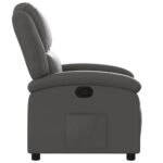 Fauteuil inclinable gris cuir véritable – Image 5