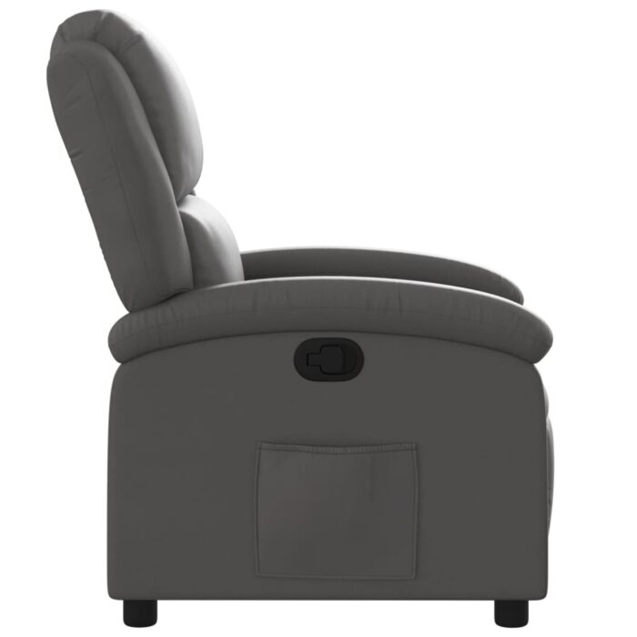 Fauteuil inclinable gris cuir véritable – Image 5
