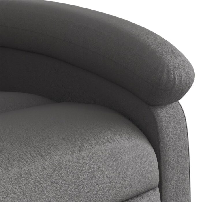 Fauteuil inclinable gris cuir véritable – Image 6