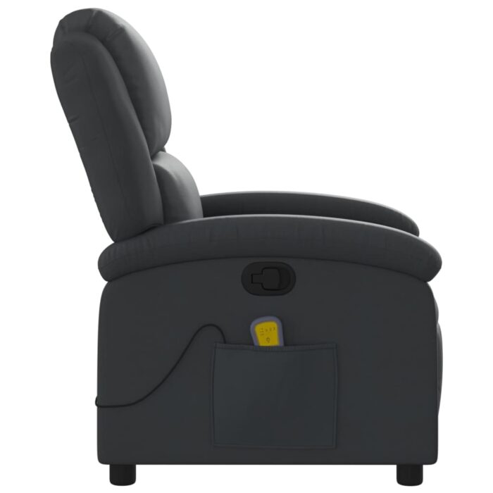 Fauteuil de massage inclinable noir cuir véritable – Image 6